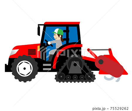 トラクター（クローラー仕様）を運転する女性 75529262