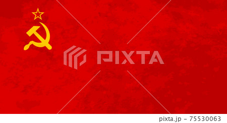 Soviet sickle and hammer symbol on red, communist USSR flag true proportions Soviet sickle and hammer symbol on red, communist USSR flag true proportions 75530063