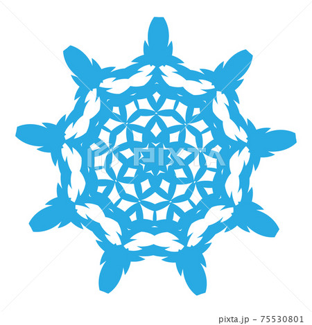 Snowflake sign. Blue Snowflake icon isolated on white background. Snow flake silhouette. Symbol of snow, holiday, cold weather, frost. Winter design element 75530801