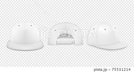 Vector 3d Realistic White Blank Baseball Cap, Snapback Cap Icon Set Closeup Isolated on Transparent Background. Design Template, Mock-up for Branding, Advertise. Front, Back, Side View Vector 3d Realistic White Blank Baseball Cap, Snapback Cap Icon Set Closeup Isolated on Transparent Background. Design Template, Mock-up for Branding, Advertise. Front, Back, Side View 75531214
