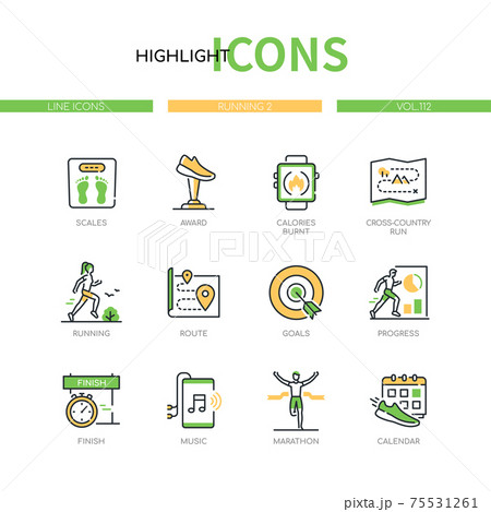 Running - modern line design style icons set Running - modern line design style icons set 75531261
