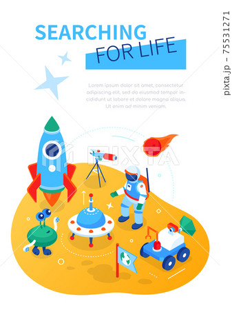 Searching for life - modern colorful isometric web banner Searching for life - modern colorful isometric web banner 75531271