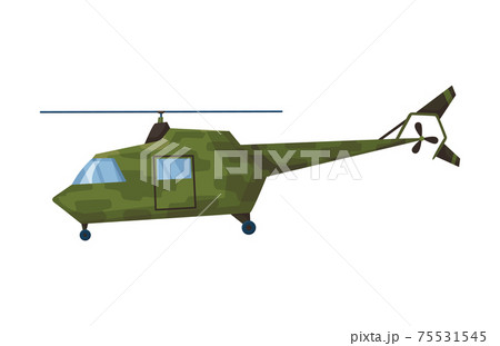 Helicopter cartoon aviation. Avia transportation with propeller isolated on white. Vector copter aircraft rotor plane cargo. Civil or army military transport helicopter 75531545