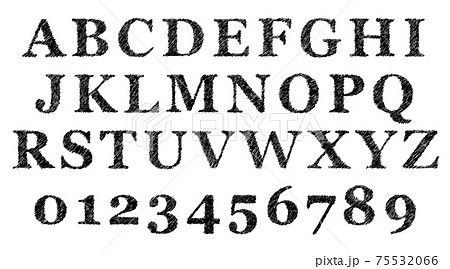 黒の記号や大文字アルファベットのセット（かすれ） 75532066