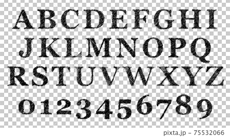 黒の記号や大文字アルファベットのセット（かすれ） 75532066