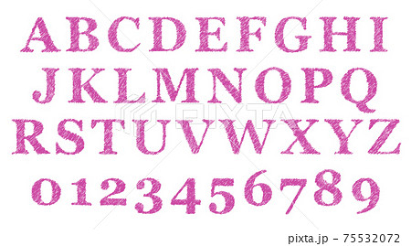 ピンクの記号や大文字アルファベットのセット(かすれ) ピンクの記号や大文字アルファベットのセット(かすれ) 75532072