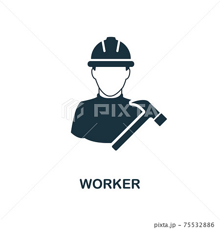 Worker icon. Monochrome style design from professions icon collection. UI. Pixel perfect simple pictogram worker icon. Web design, apps, software, print usage. 75532886
