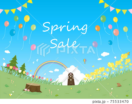 春 セール 自然 カード 風景 背景 イラスト素材のイラスト素材