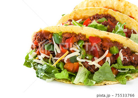Traditional Mexican tacos with meat and vegetables Traditional Mexican tacos with meat and vegetables 75533766