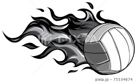 Volleyball Flaming Ball Cartoon vector illustration design 75534674