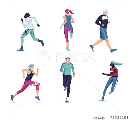 Running people flat vector illustration.... - Stock Illustration [75535103]  - PIXTA