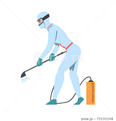 Person in Antiviral Suit and Mask Spraying Disinfectant in Public Places, Coronavirus Prevention Concept Cartoon Style Vector Illustration Person in Antiviral Suit and Mask Spraying Disinfectant in Public Places, Coronavirus Prevention Concept Cartoon Style Vector Illustration 75535248