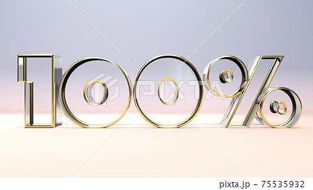 100% 3d glass material surrounded by a golden frame, discount business concept 3d render illustration 75535932