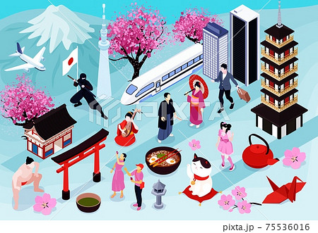 Isometric Japan Horizontal Composition 75536016