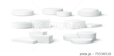 Set of realistic white blank product podium scene isolated on white background. Vector illustration Set of realistic white blank product podium scene isolated on white background. Vector illustration 75536510
