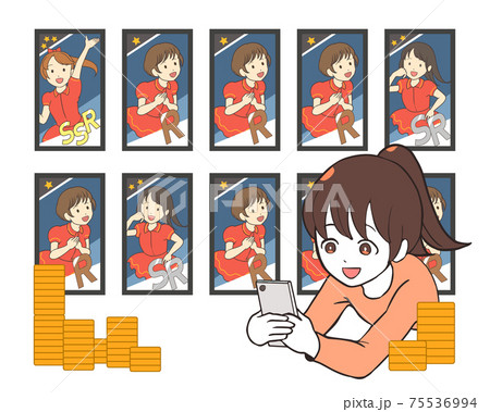 ゲームの10連ガチャに課金する 女の子 アイドル系 ゲームの10連ガチャに課金する 女の子 アイドル系 75536994