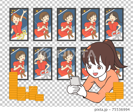 ゲームの10連ガチャに課金する 女の子 アイドル系 ゲームの10連ガチャに課金する 女の子 アイドル系 75536994