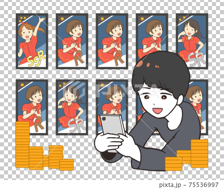 ゲームの10連ガチャに課金 男性 アイドル系 ゲームの10連ガチャに課金 男性 アイドル系 75536997