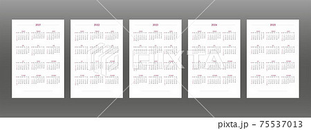 2021 2022 2023 2024 2025 calendar set in classic strict style. wall table calendar schedule, minimal restrained business design for notebook and planner. Week starts on sunday 75537013