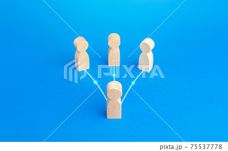 People are connected to the leader by lines. Communication with subordinates. Education and exchange of experience. Personnel management. Influence people. Delegate work. Mediation, intermediation 75537778