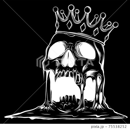 Hand drawn king skull wearing crown. silhouette... - Stock Illustration  [75538252] - PIXTA