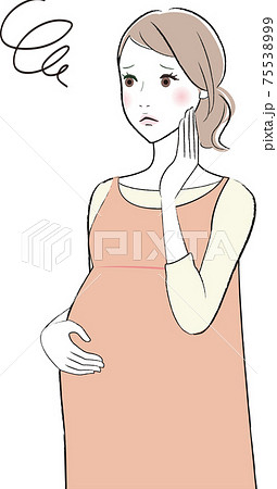 困っている妊婦のイラストのイラスト素材