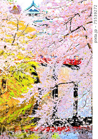 桜咲く春爛漫の弘前城 75539272