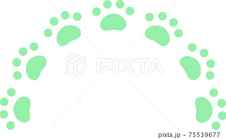 グリーンの動物の足跡 半円のイラスト素材
