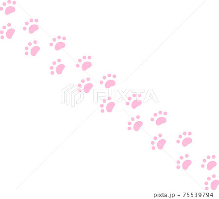 ピンクの動物の足跡　飾り罫 75539794