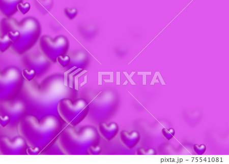 バレンタイン素材 紫色の立体ハートが左斜め下から湧き上がるイメージ 横 他色有り バレンタイン素材 紫色の立体ハートが左斜め下から湧き上がるイメージ 横 他色有り 75541081