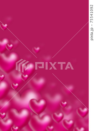バレンタイン素材 赤桃色の立体ハートが左斜め下から湧き上がるイメージ 縦 他色有り バレンタイン素材 赤桃色の立体ハートが左斜め下から湧き上がるイメージ 縦 他色有り 75541092