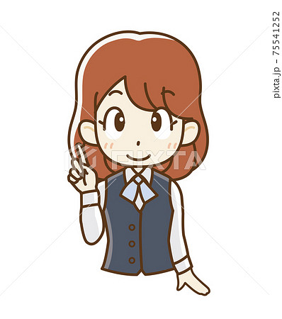 人差し指を立てる制服の女子社員のイラスト素材