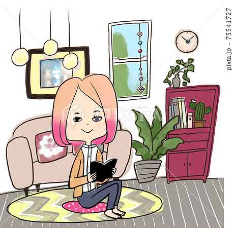 ステイホーム中の女の子 75541727