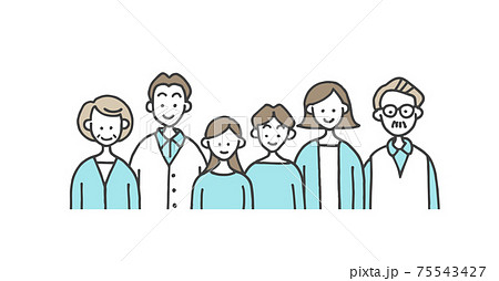 三世代家族の上半身イラスト 75543427