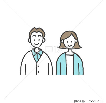夫婦の上半身イラストのイラスト素材