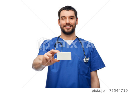 doctor or male nurse with medicine and stethoscope doctor or male nurse with medicine and stethoscope 75544719