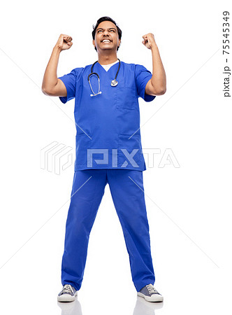 indian doctor or male nurse celebrating success indian doctor or male nurse celebrating success 75545349