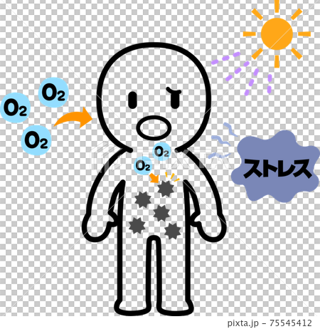 Image that active oxygen is generated in the body 75545412