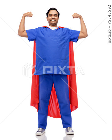 smiling doctor or male nurse in superhero cape smiling doctor or male nurse in superhero cape 75545592
