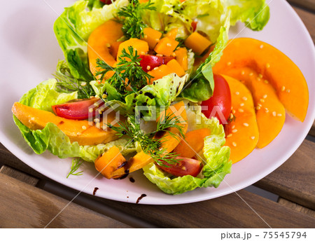 Recipe of salad with baked pumpkin Recipe of salad with baked pumpkin 75545794