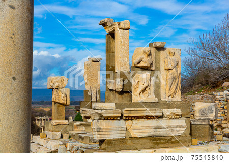 Ancient city Ephesus. Hydreion, ancient architectural structures. Most visited ancient city in Turkey 75545840