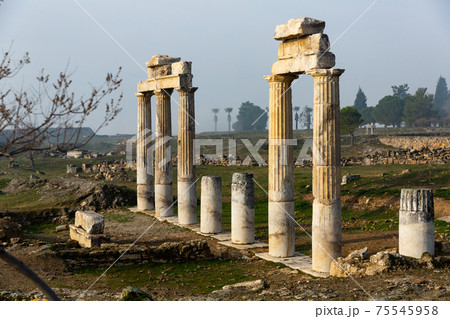 Ruins of gymnasium in the archaeological area of the ancient city Hierapolis. Turkey Ruins of gymnasium in the archaeological area of the ancient city Hierapolis. Turkey 75545958