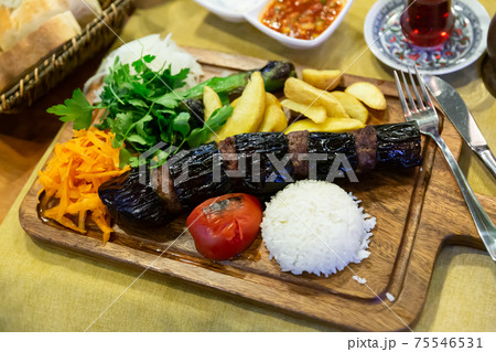 Turkish eggplant kebab. Middle eastern cuisine 75546531
