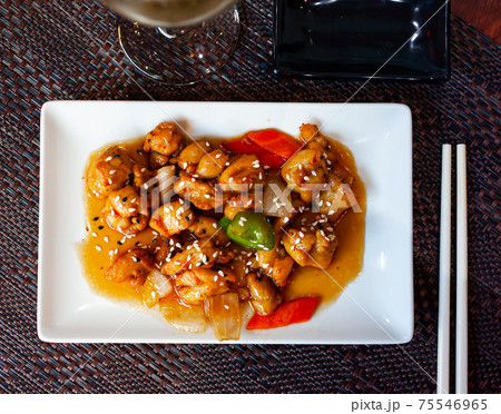 Teriyaki chicken with stewed vegetables Teriyaki chicken with stewed vegetables 75546965