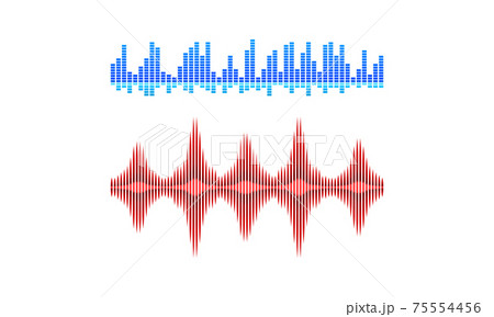 Acoustic Waves as Audible Sound with Compression and Decompression Vector Set Acoustic Waves as Audible Sound with Compression and Decompression Vector Set 75554456