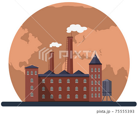 Plant emits harmful substances, smoke and smog from pipes. Human activity destroys planet 75555393