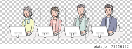 コールセンターのシニアと若者 75556122