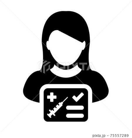 Vaccination card icon vector with female user person profile avatar symbol for medical and healthcare certificate in a glyph pictogram illustration Vaccination card icon vector with female user person profile avatar symbol for medical and healthcare certificate in a glyph pictogram illustration 75557289