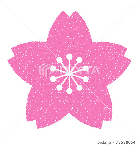 桜の花の形をしたスタンプ風アイコンのイラスト素材