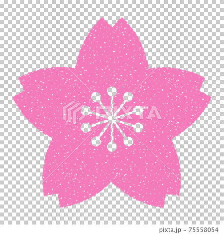 桜の花の形をしたスタンプ風アイコンのイラスト素材